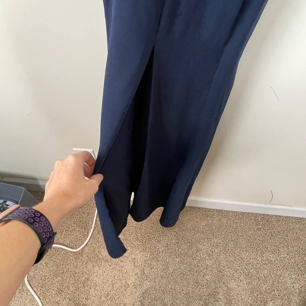 Dessy Collection Vivian Diamond Blue Midnight Bow-Back Trumpet Gown NWT Size 2 R - Picture 5 of 9